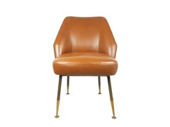 2 Poltrone Campanula in pelle marrone e ottone di C.C. Pagani per Arflex, 1952