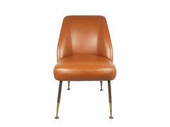 Sedie "Campanula" in pelle marrone e ottone di C. Pagani per Arflex, 1952, Set di 2