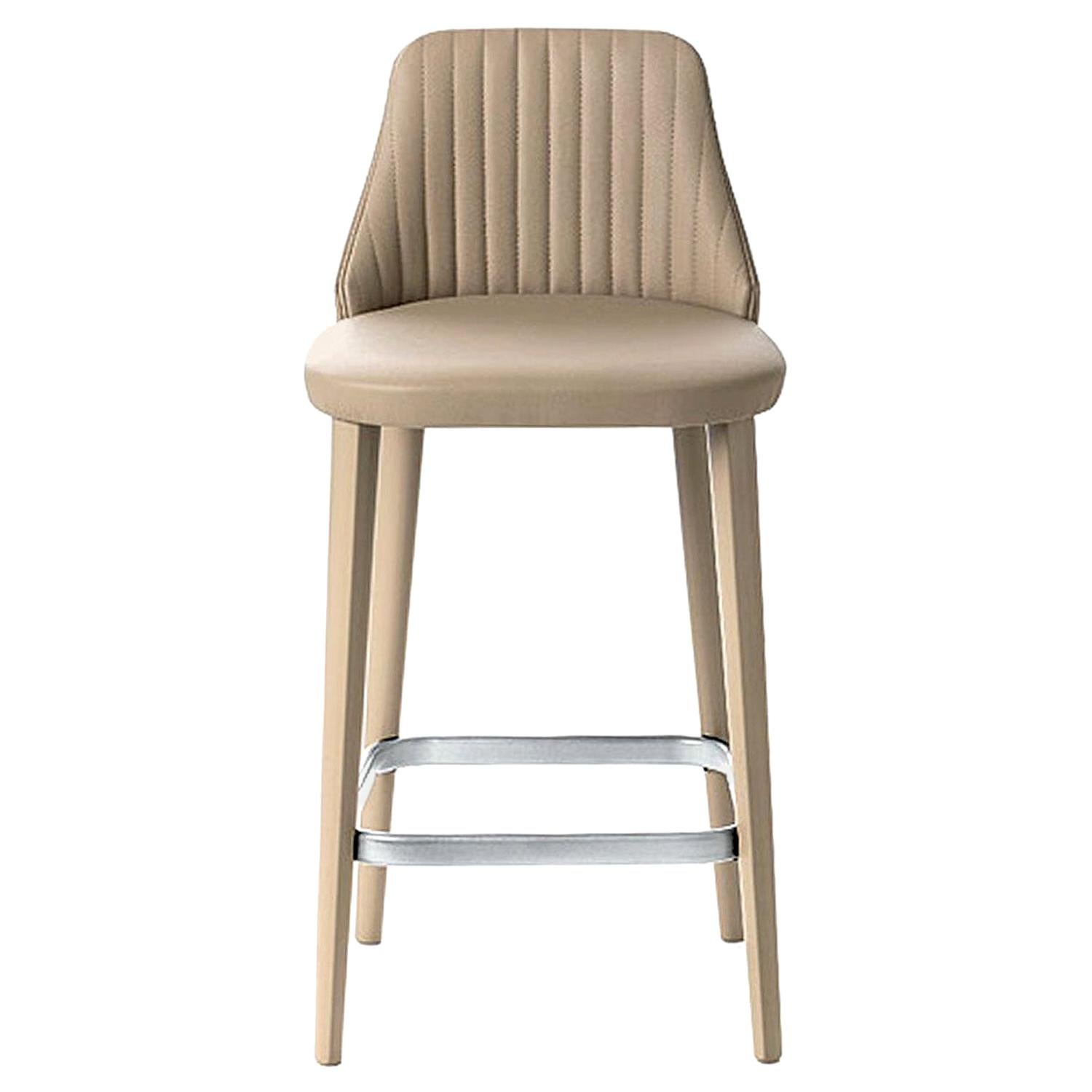 Brown Leather Break Bar Stool, Designed by Enzo Berti, Made in Italy