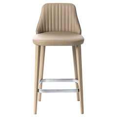 Brown Leather Break Bar Stool, Designed by Enzo Berti, Made in Italy