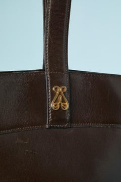 Brown leather bucket bag with soft leather bag with drawstring inside Rochas