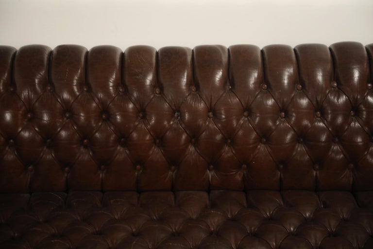 Brown Leather Button Tufted Chesterfield Sofa at 1stDibs