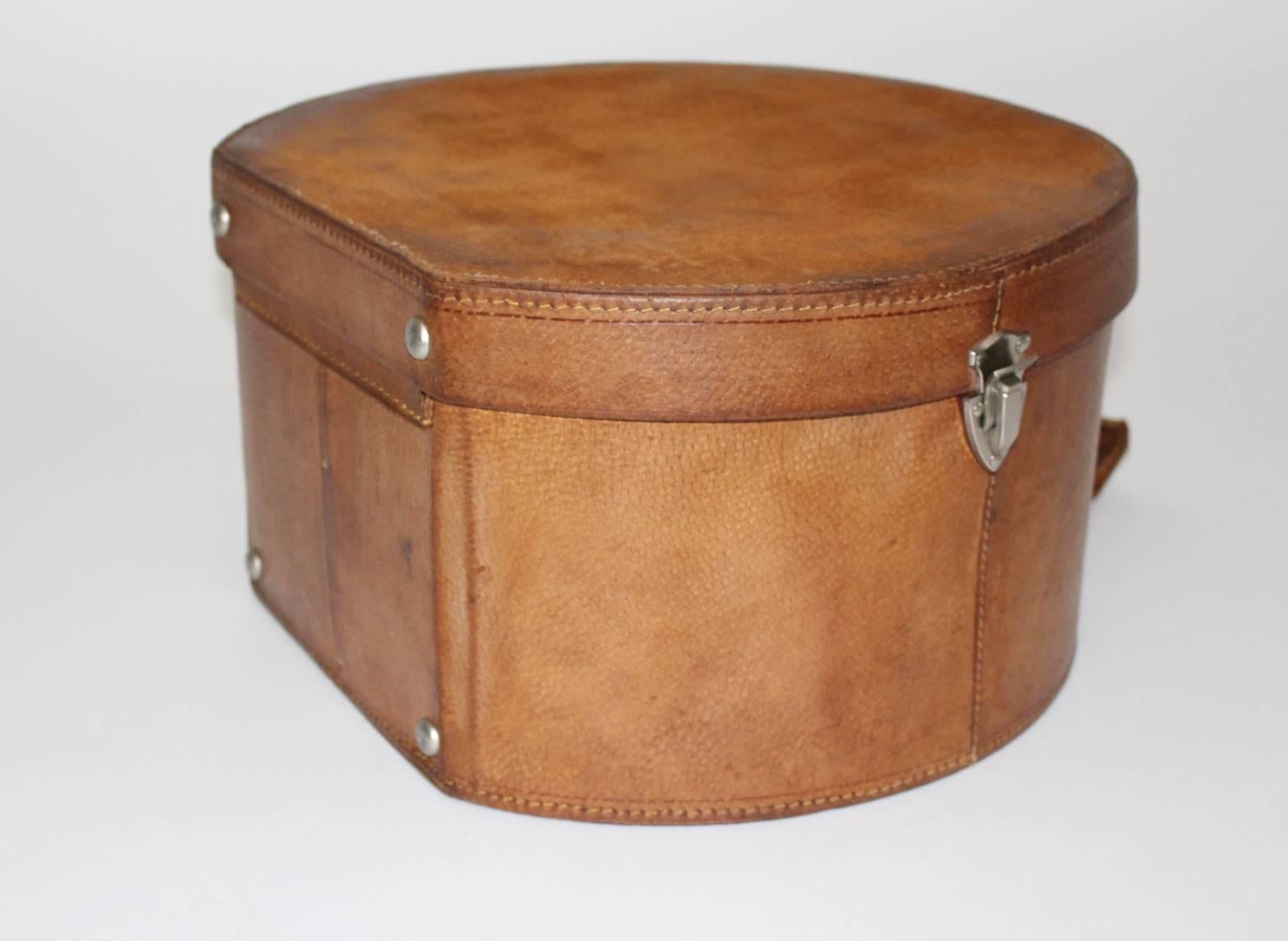 Mid-20th Century Mid Century Modern Vintage Brown Leather Case Austria, circa 1950 For Sale