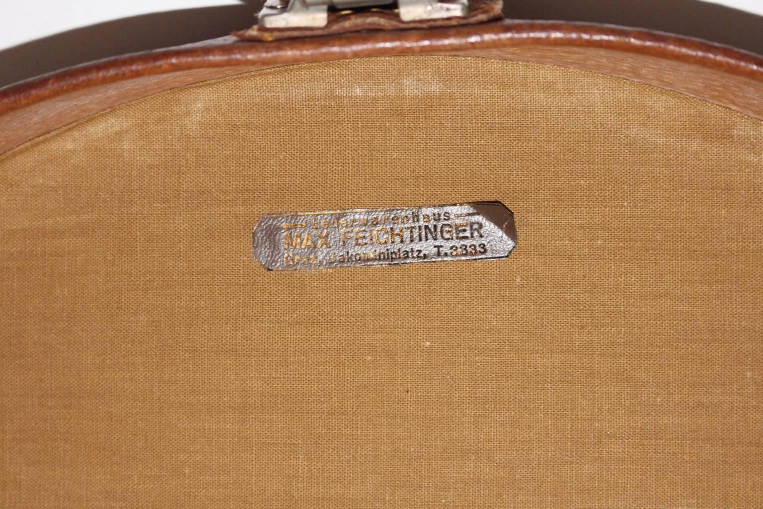 Mid Century Modern Vintage Brown Leather Case Austria, circa 1950 For Sale 2