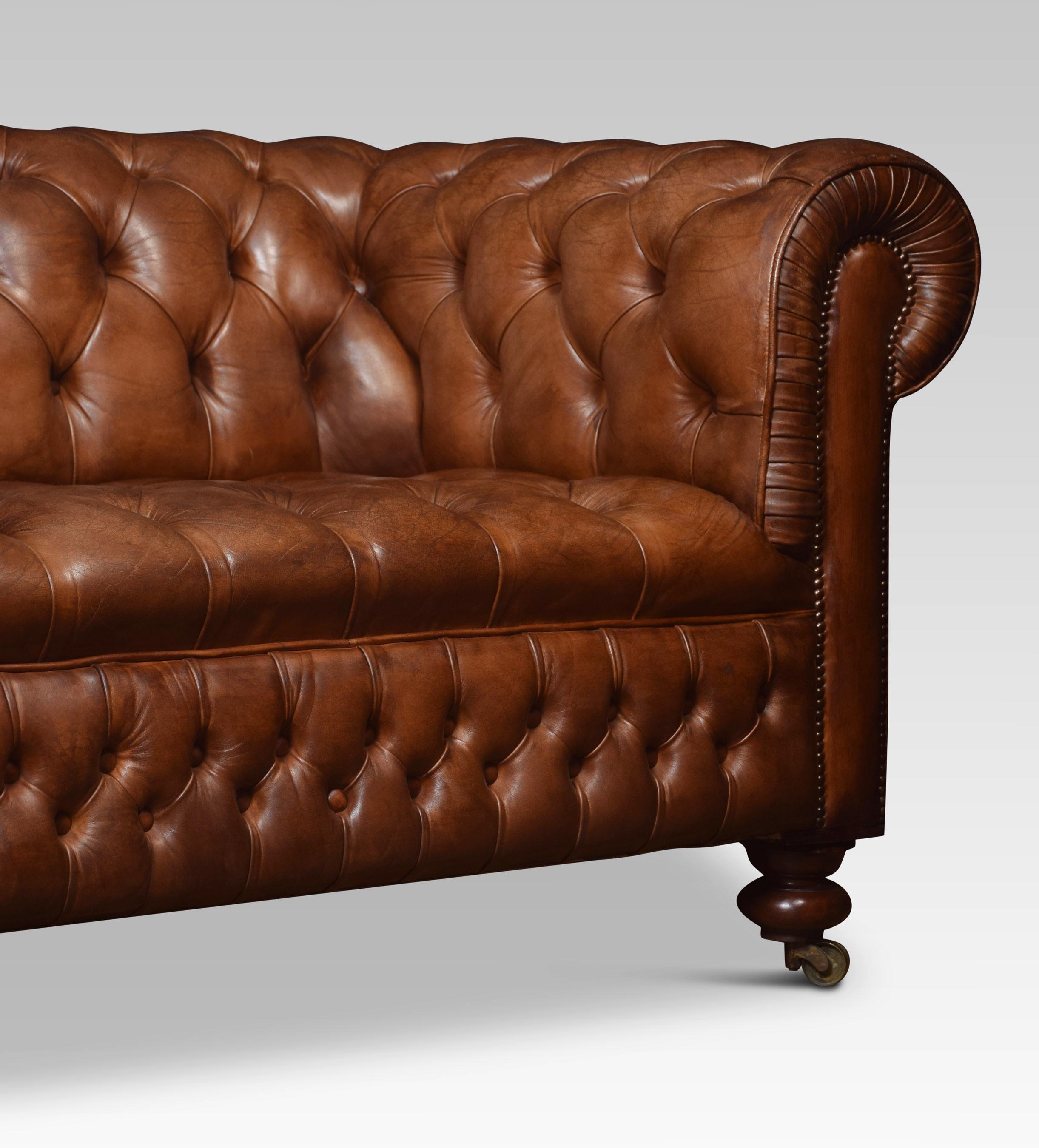 British Brown Leather Chesterfield