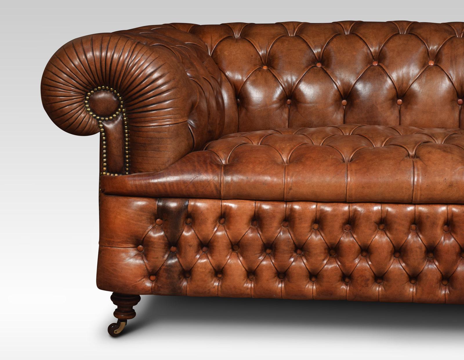 Brown Leather Chesterfield In Good Condition In Cheshire, GB