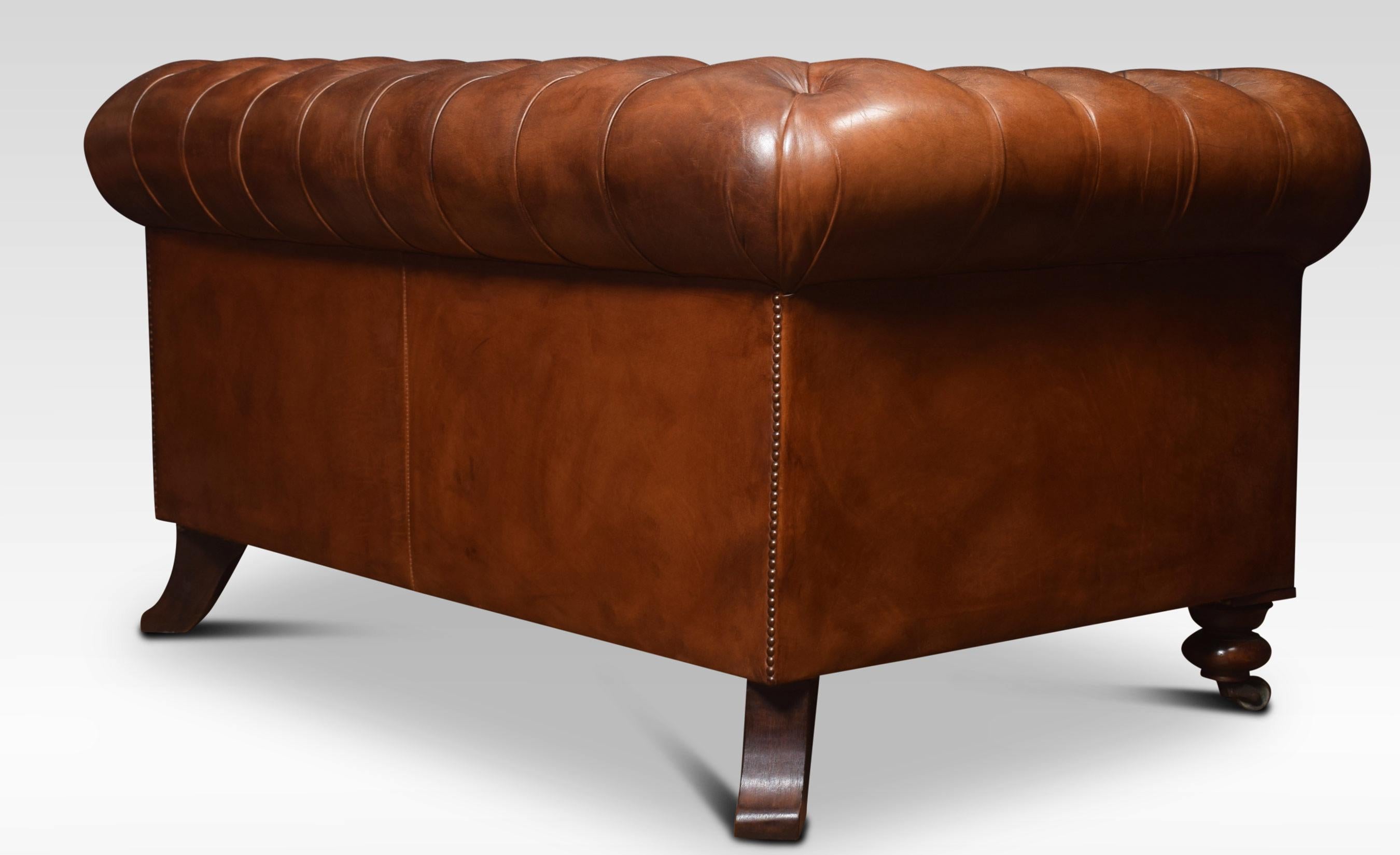 Brown Leather Chesterfield In Good Condition In Cheshire, GB