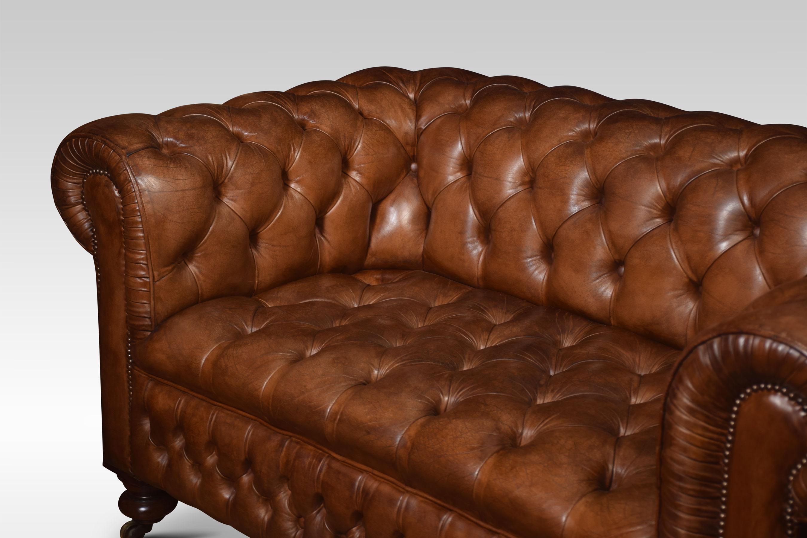 19th Century Brown Leather Chesterfield