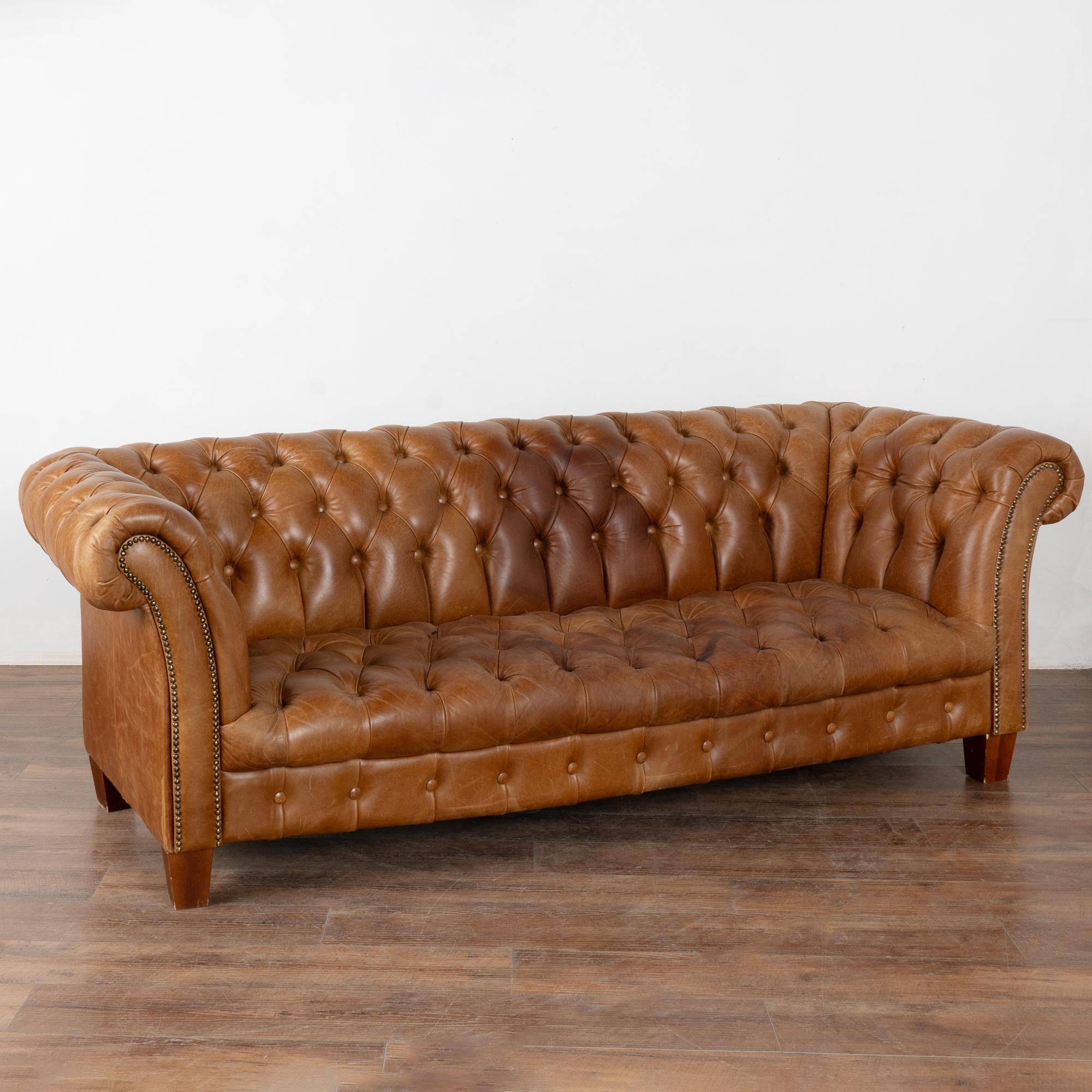 Brown Leather Chesterfield Sofa, England circa 1960-80 at 1stDibs