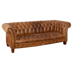 Brown Leather Chesterfield Sofa, England circa 1960-80