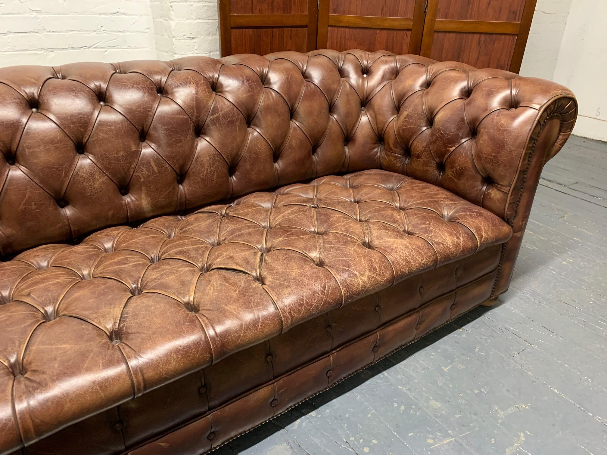 chesterfield brown leather sofa