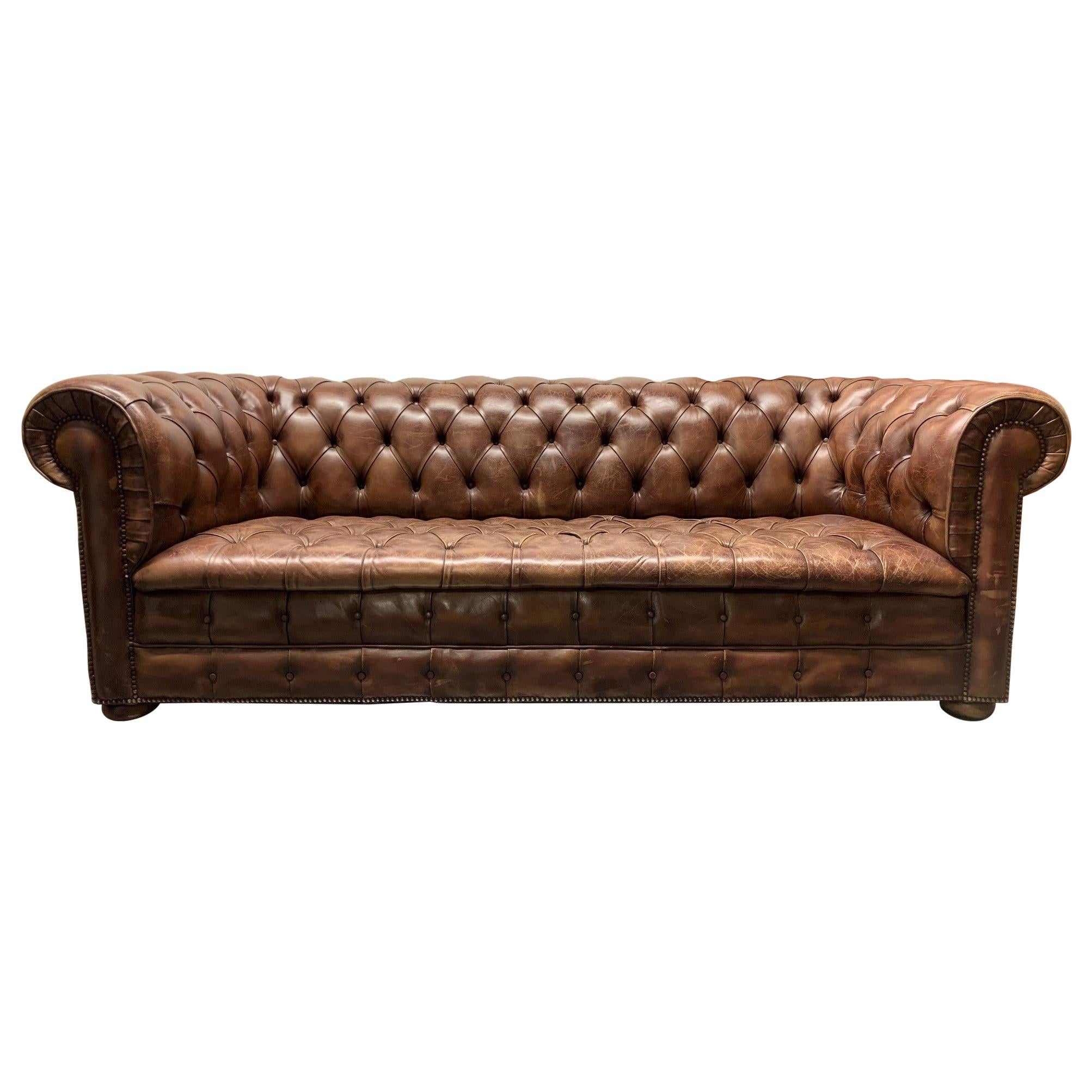 Pair Vintage Tufted Leather, Leather Couch Tufted
