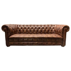 Vintage Brown Leather Chesterfield Sofa