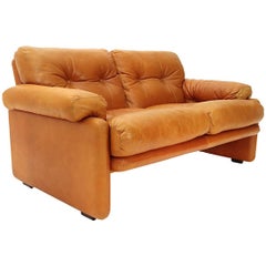 Brown Leather Coronado Two-Seat Sofa by Tobia Scarpa for B&B, 1960s