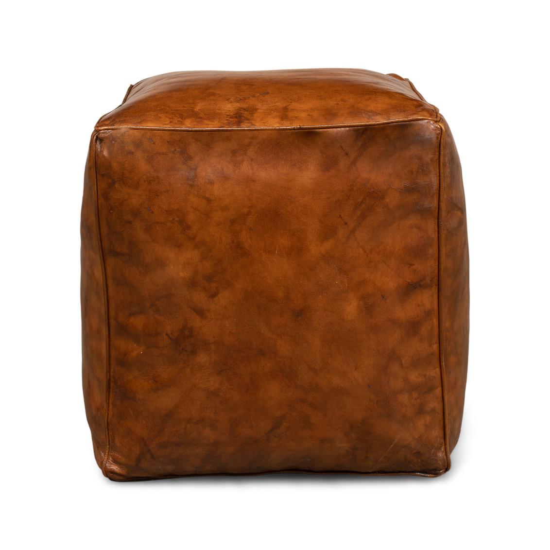 Brown Leather Cube For Sale 1