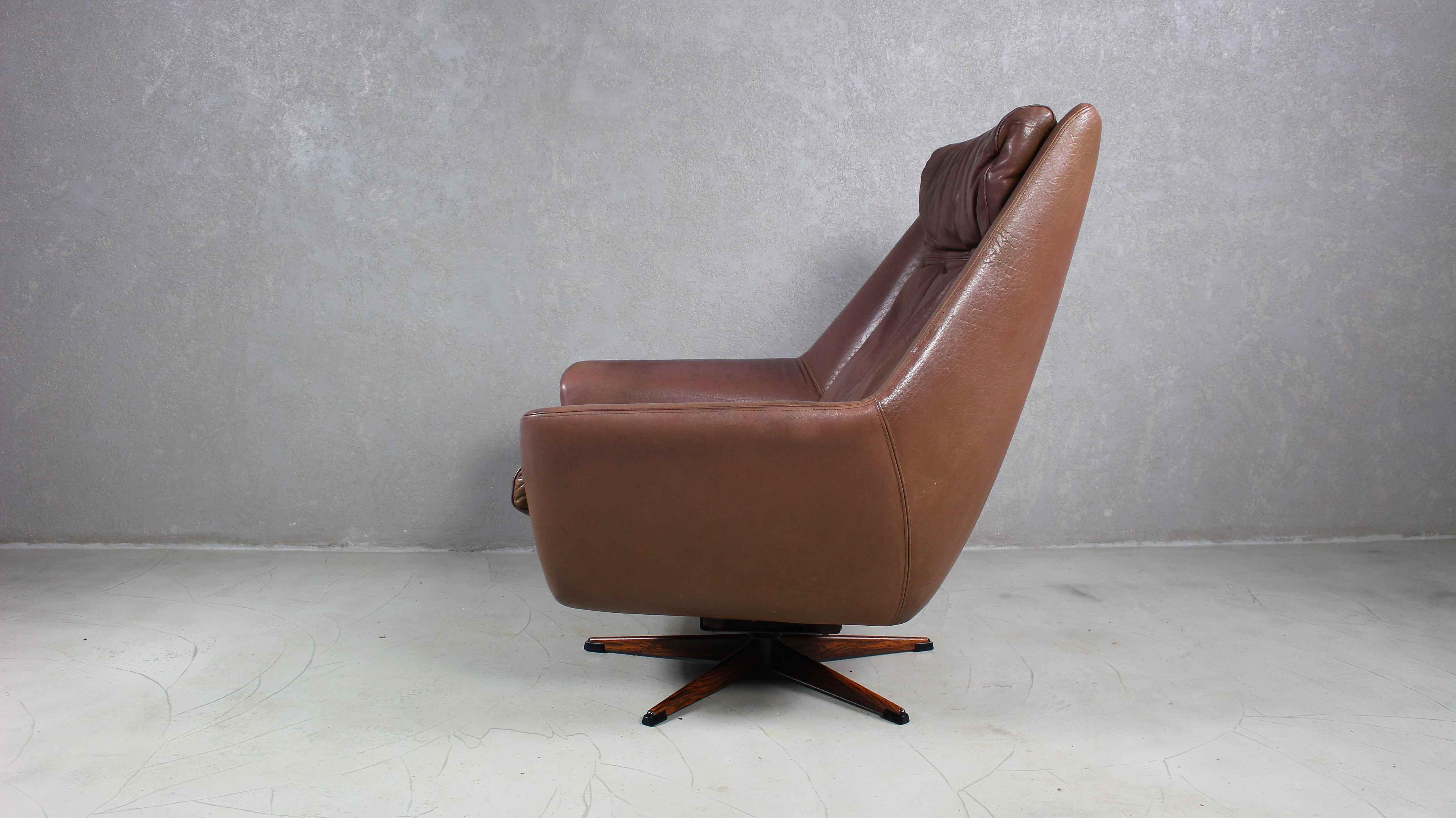 Brown Leather Danish Erhardsen & Andersen Lounge Chair, 1960s For Sale 11