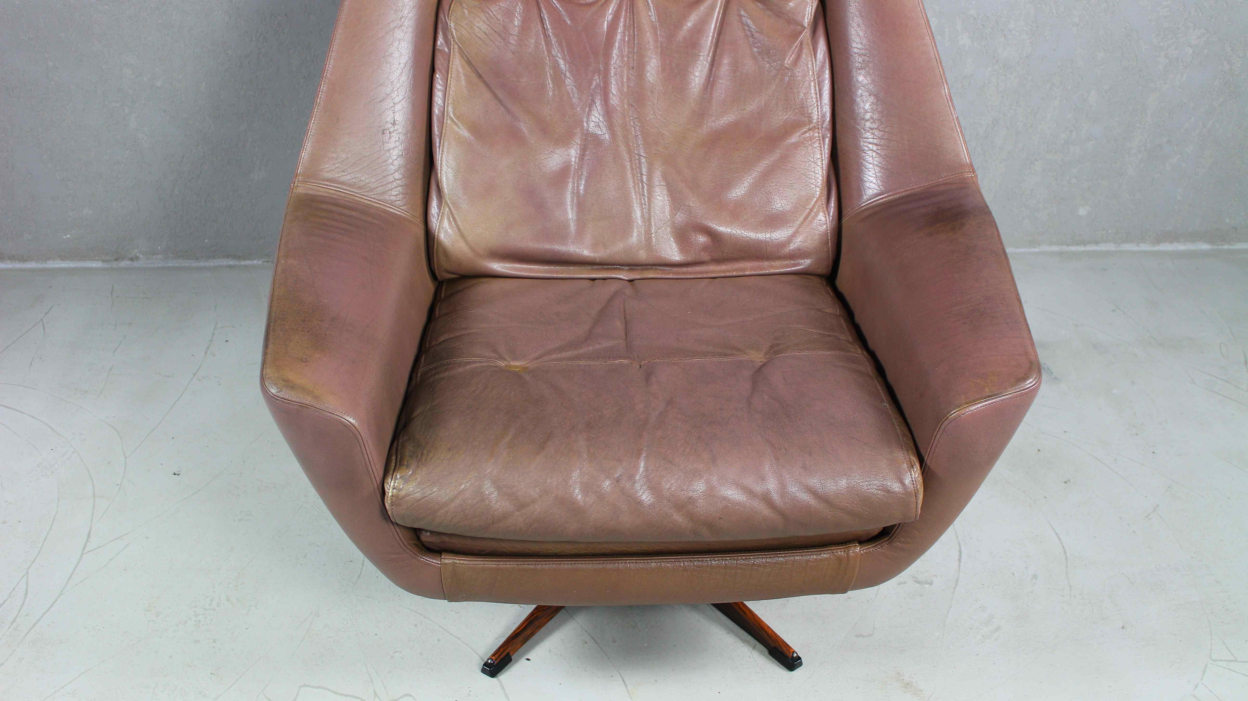Danois Chaise longue danoise en cuir Brown Erhardsen & Andersen, années 1960 en vente