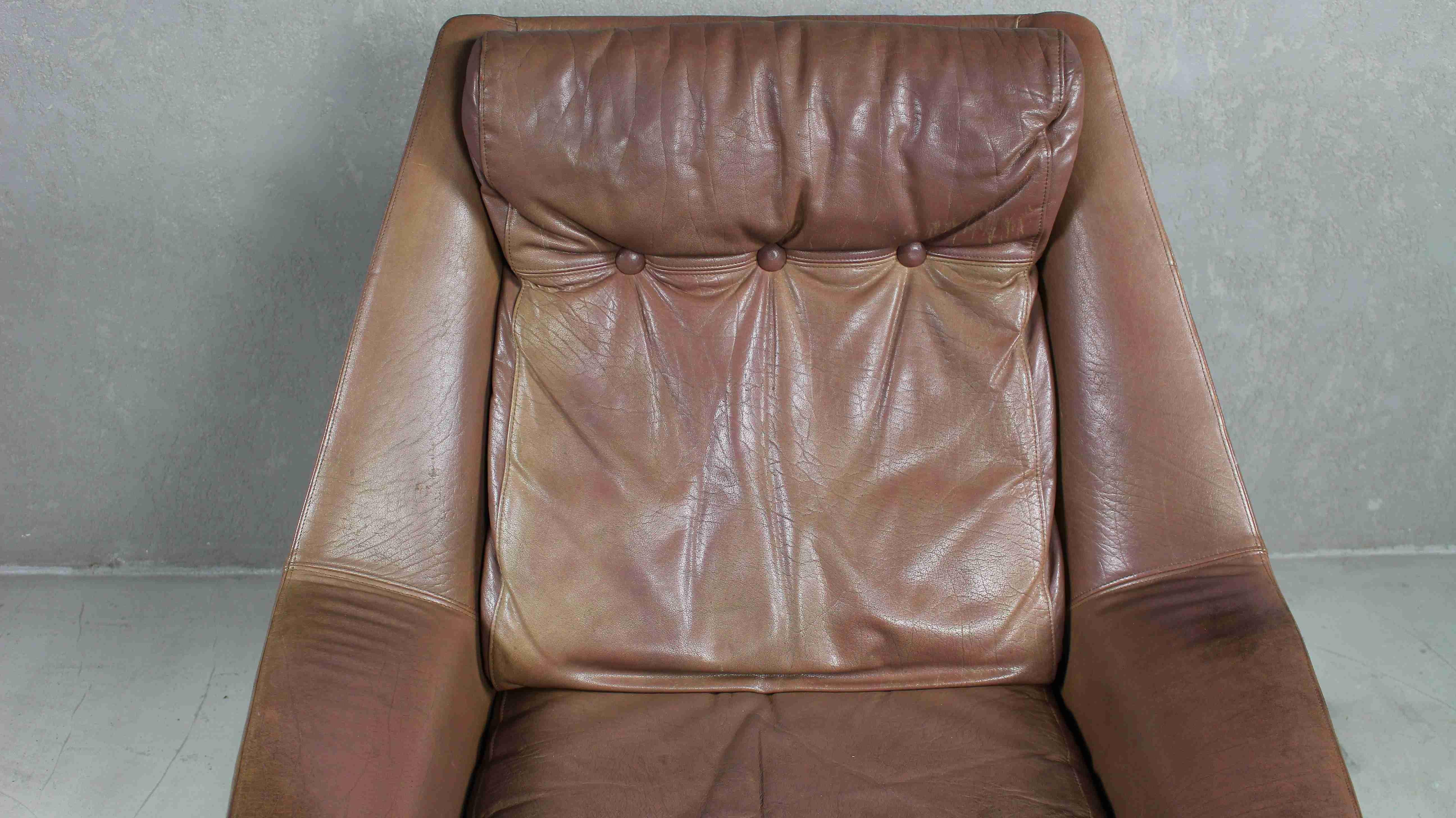 20th Century Brown Leather Danish Erhardsen & Andersen Lounge Chair, 1960s For Sale