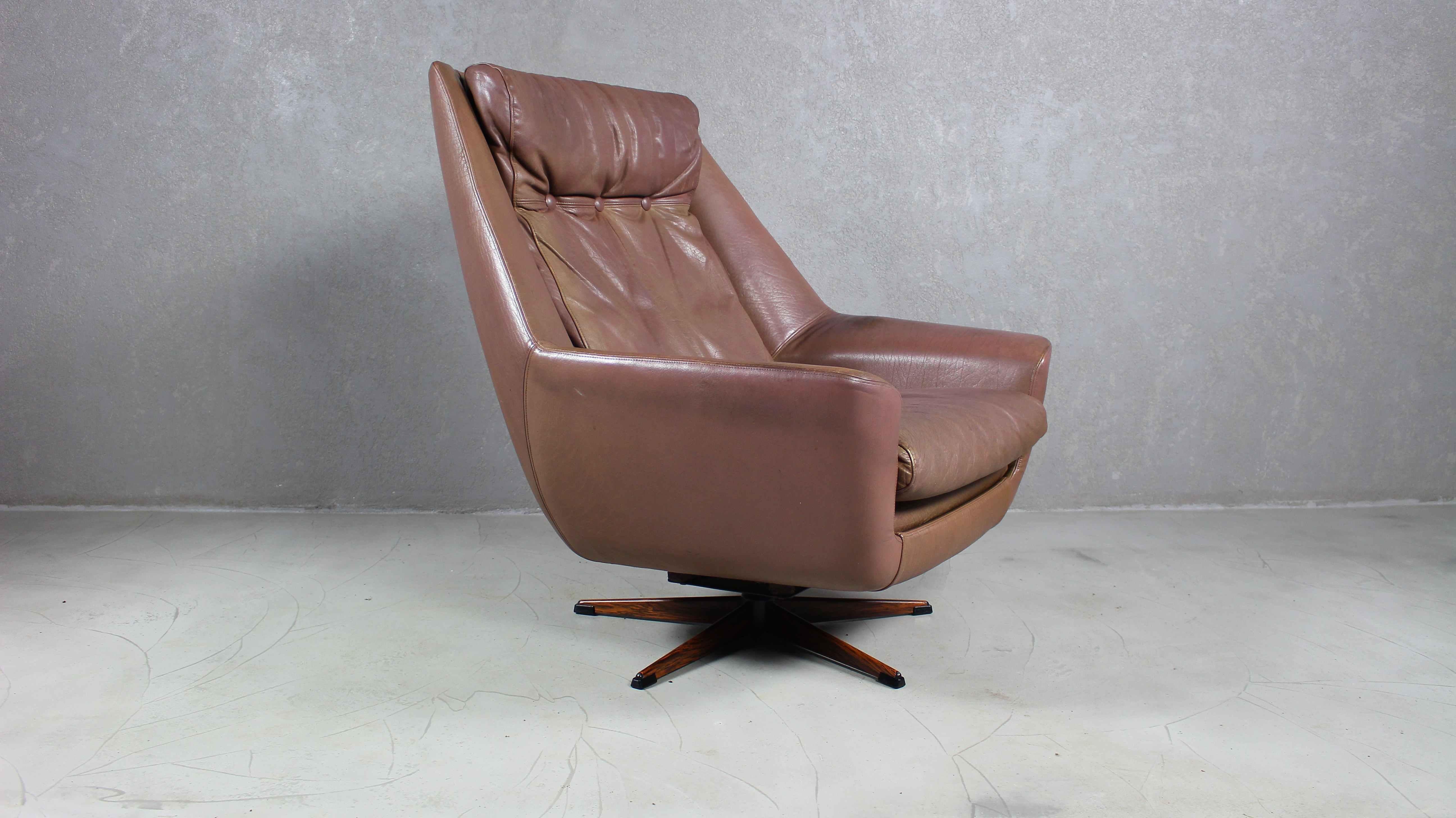 Chaise longue danoise en cuir Brown Erhardsen & Andersen, années 1960 en vente 2