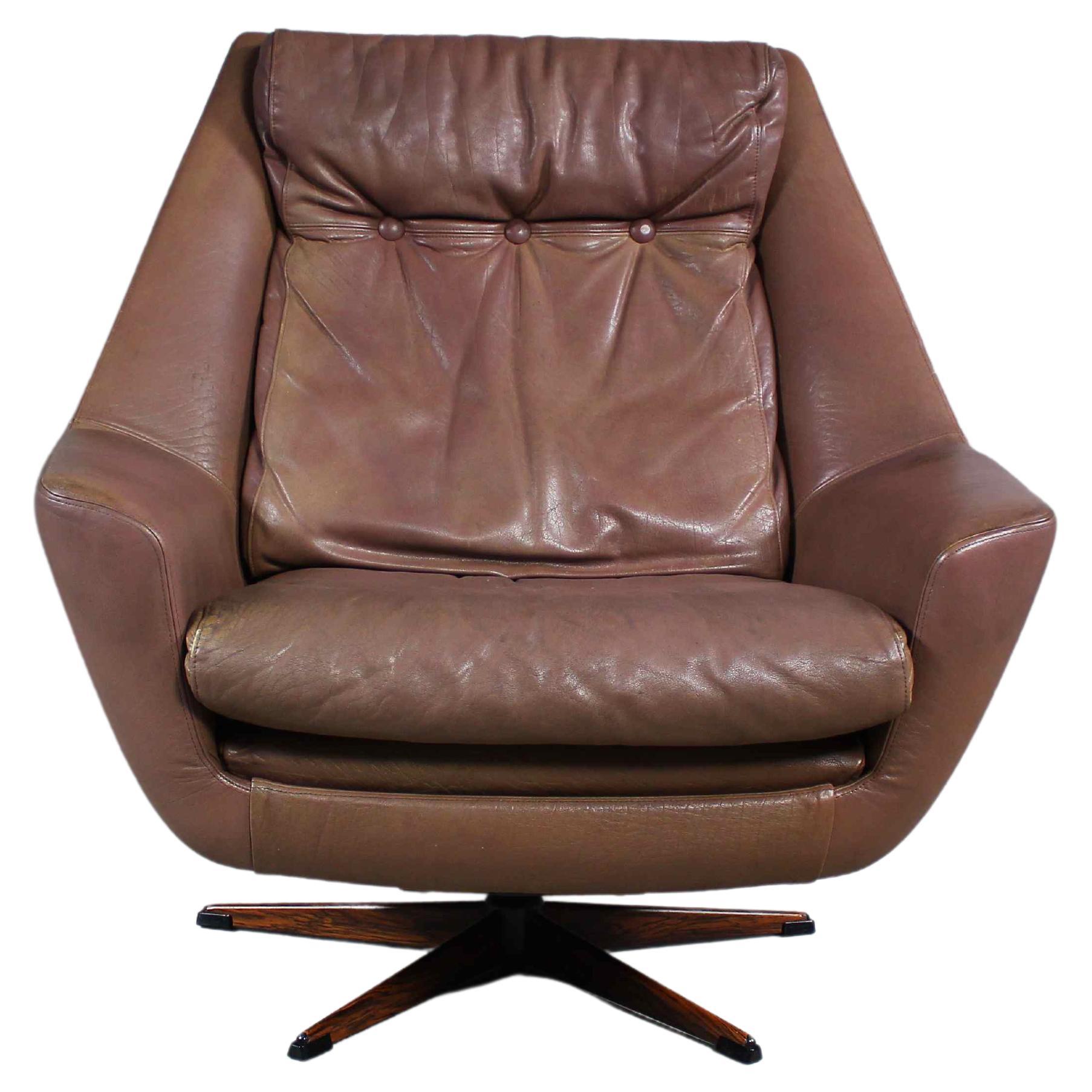 Brown Leather Danish Erhardsen & Andersen Lounge Chair, 1960er Jahre