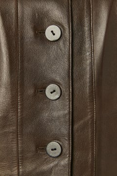 Brown leather dress with short-sleeves CHANEL