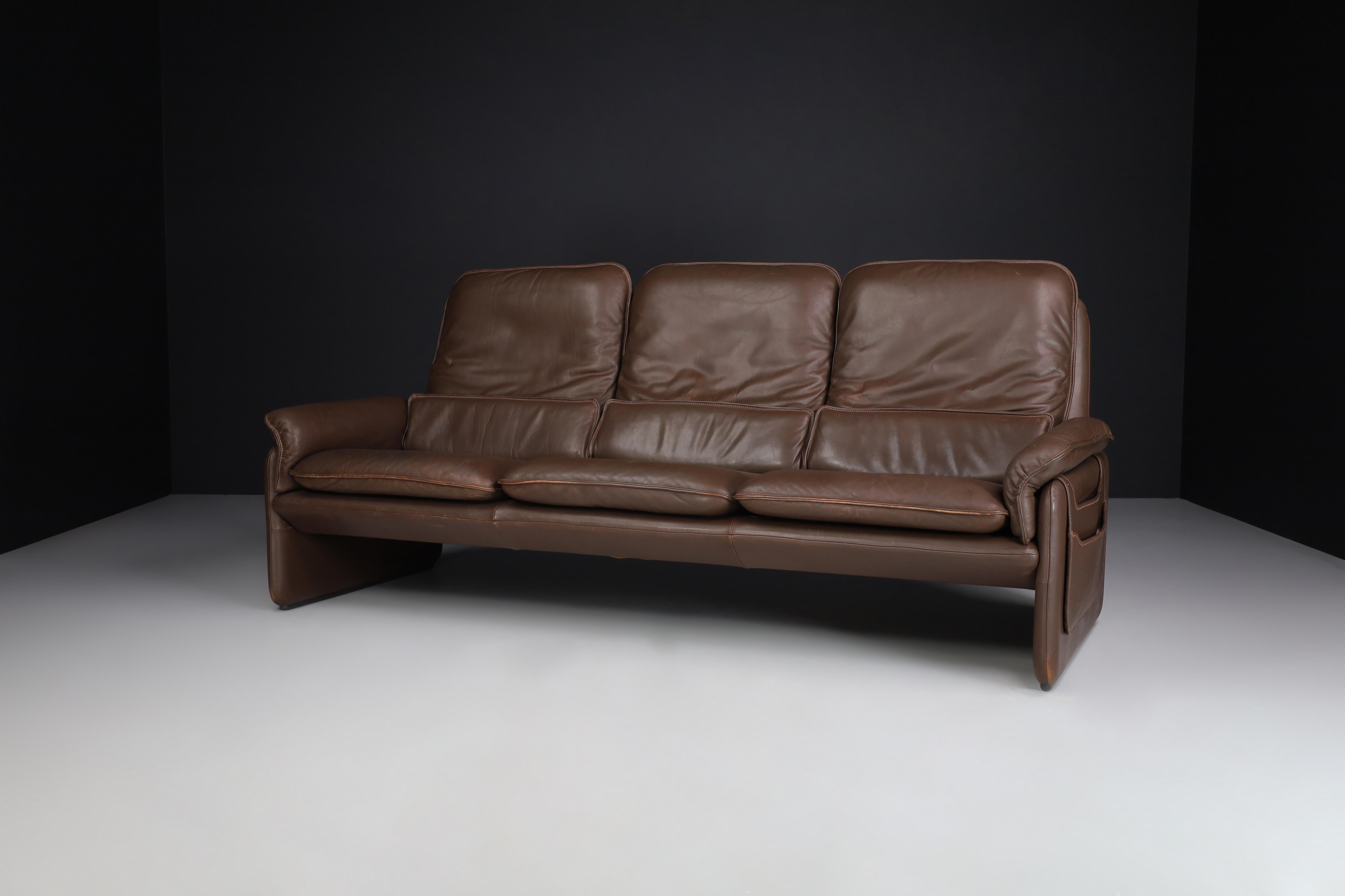 Braunes Ledersofa DS 61 von De Sede Switserland 1970s (Moderne der Mitte des Jahrhunderts) im Angebot