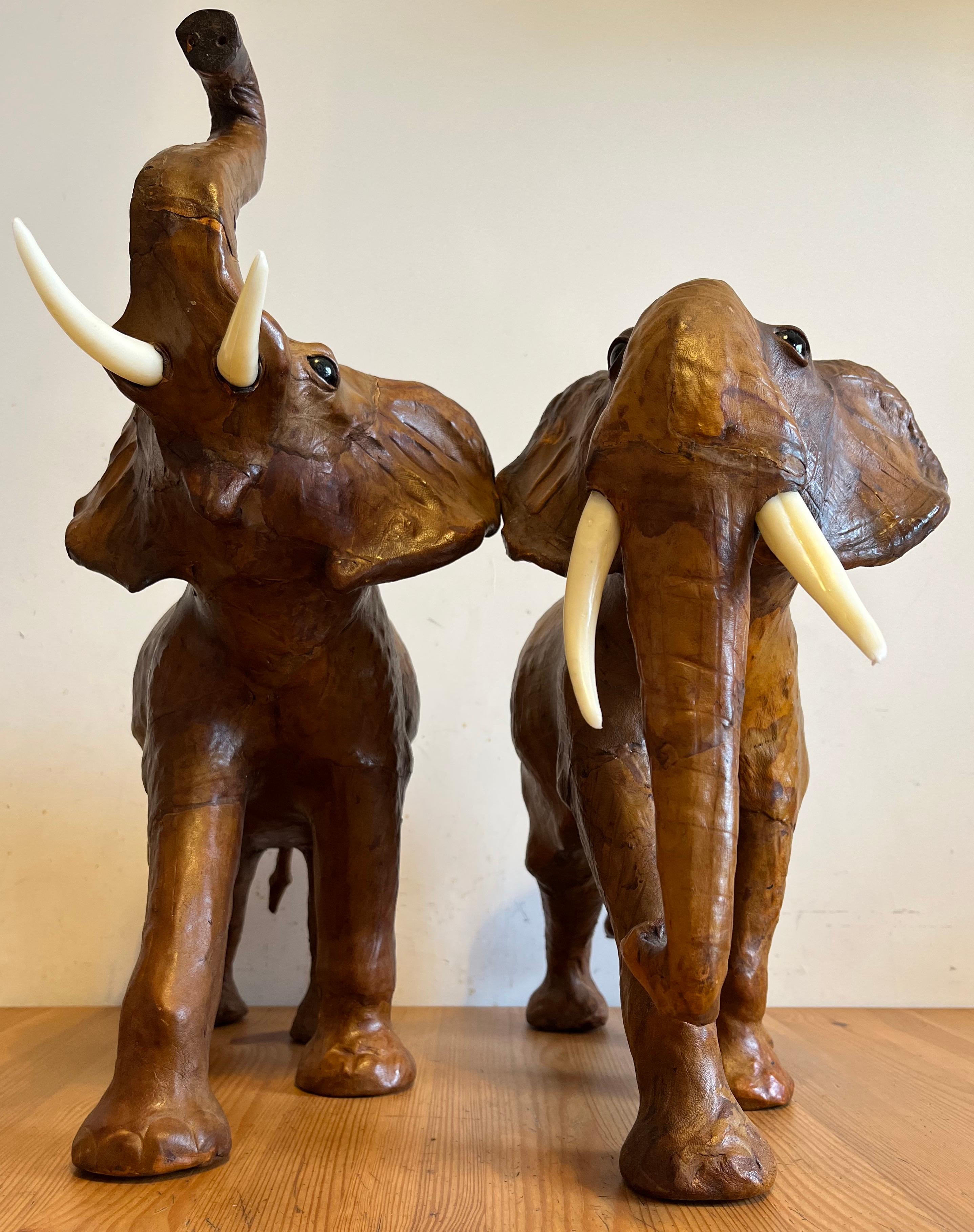 Brown Leather Elephants, 1960s, Set of 2 5