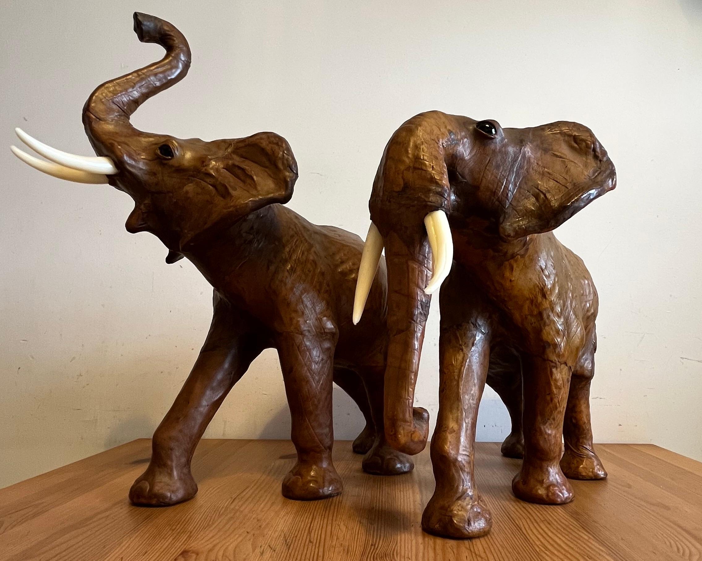 Brown Leather Elephants, 1960s, Set of 2 6