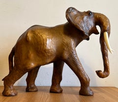 Brown Leather Elephants, 1960s, Set of 2