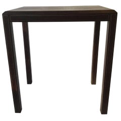 Brown Leather Embossed Lizard Side Table