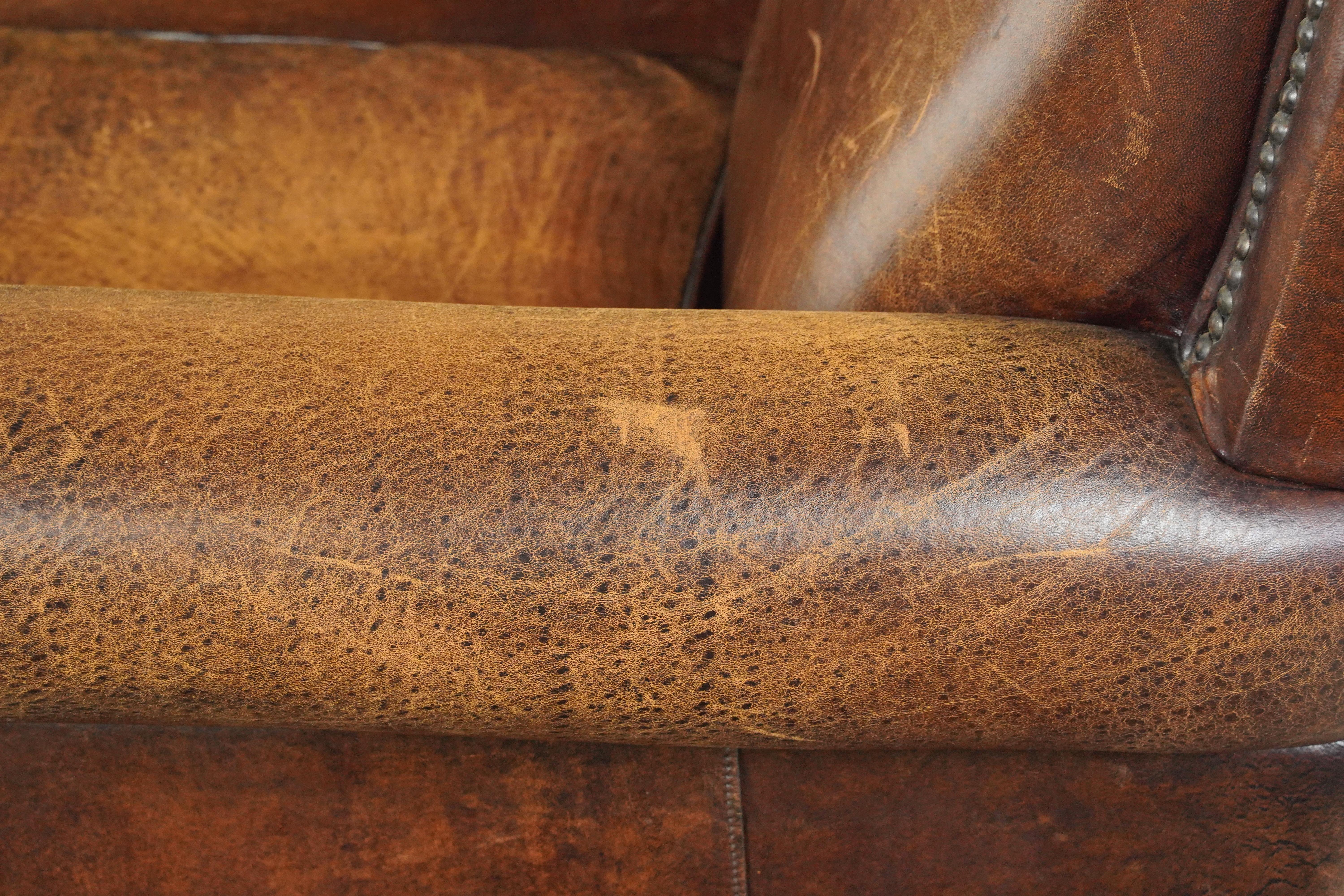Brown Leather European Club Chair For Sale 5