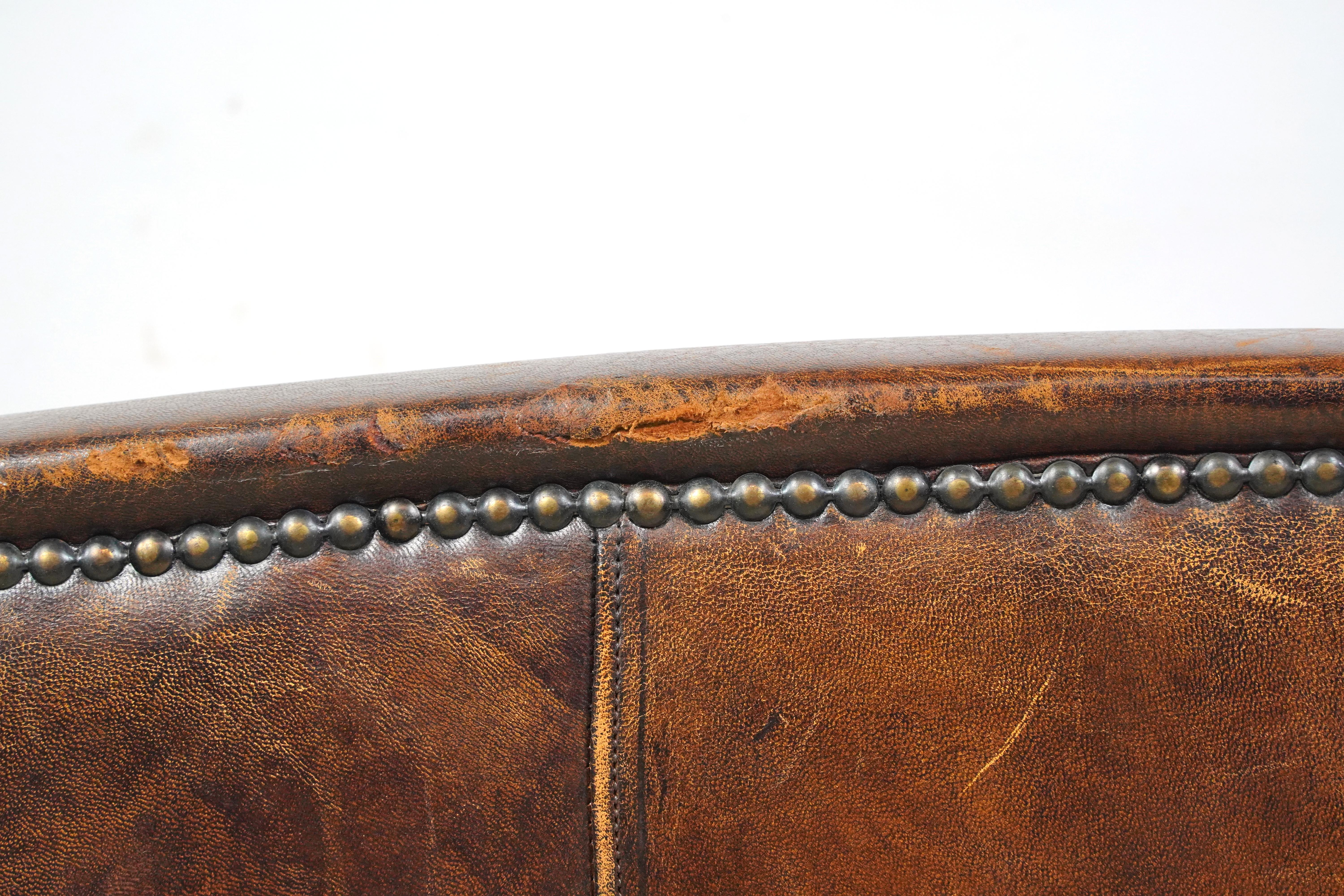 Brown Leather European Club Chair For Sale 3