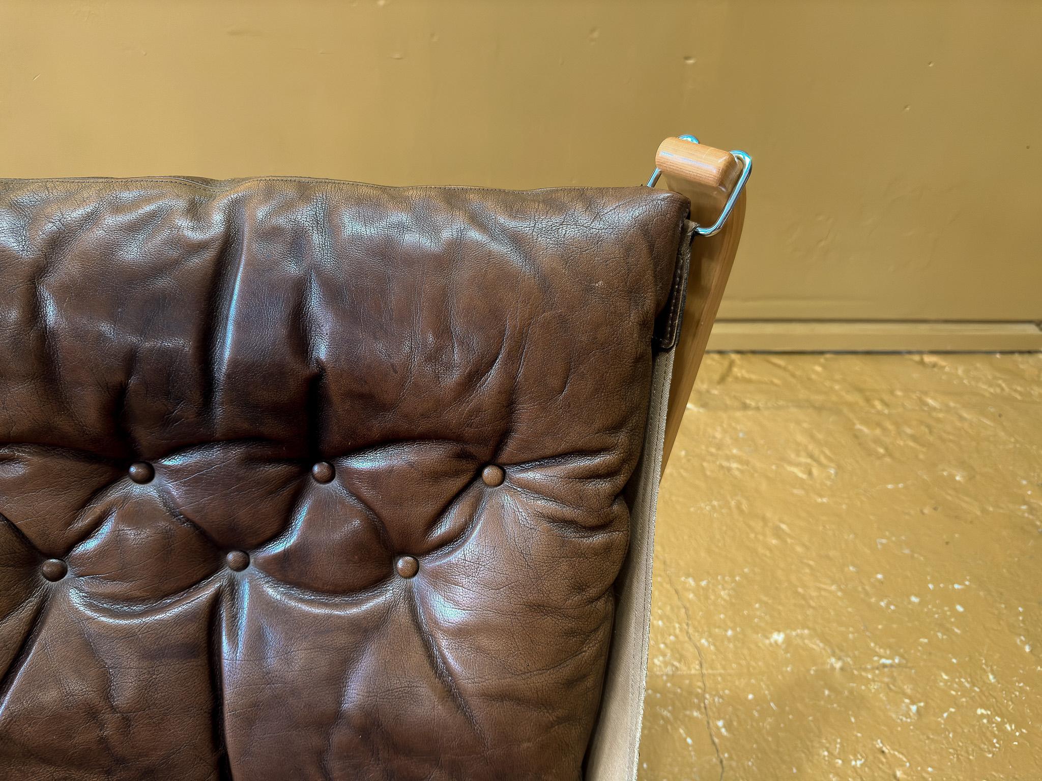 Brown Leather Falcon Chair For Sale 2