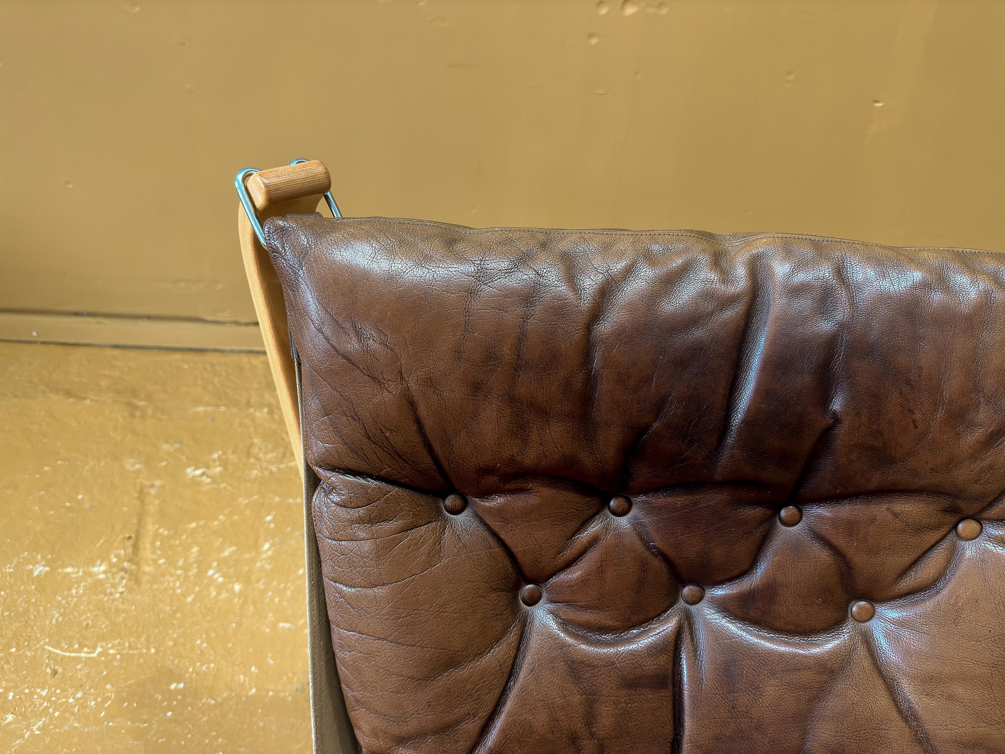 Brown Leather Falcon Chair For Sale 3