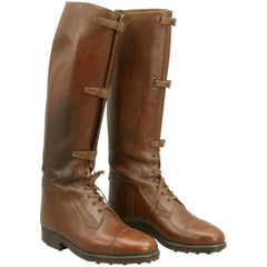 Antique Brown Leather Field Boots