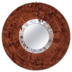 Vintage Brown Leather Fringe Mirror