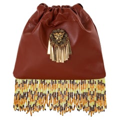 Brown leather fringes satchel shoulder bag NWOT