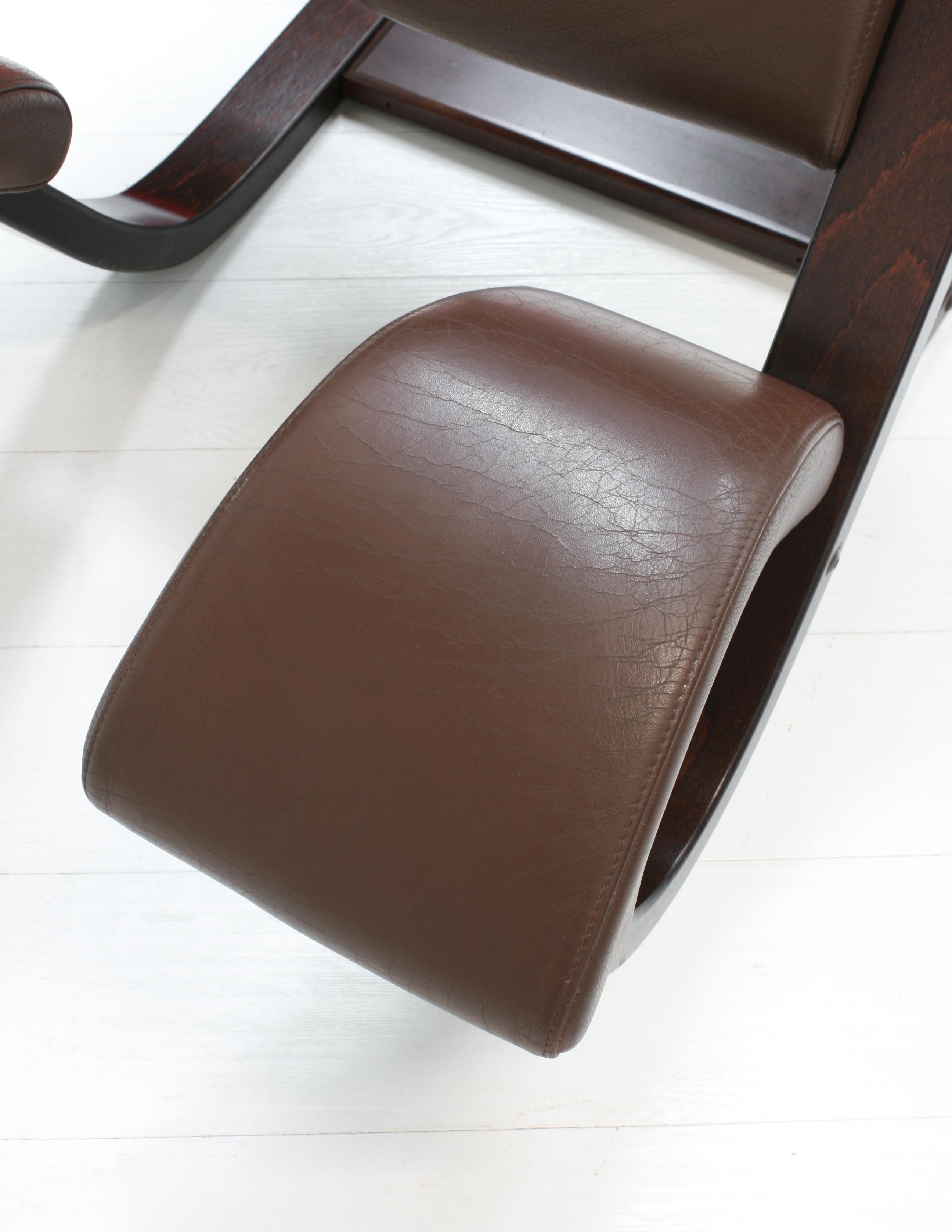 20th Century Brown Leather Gravity Balans Relax Armchair by Peter Opsvik for Stokke, 1980s