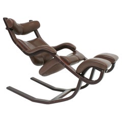 Brown Leather Gravity Balans Relax Armchair by Peter Opsvik for Stokke, 1980s