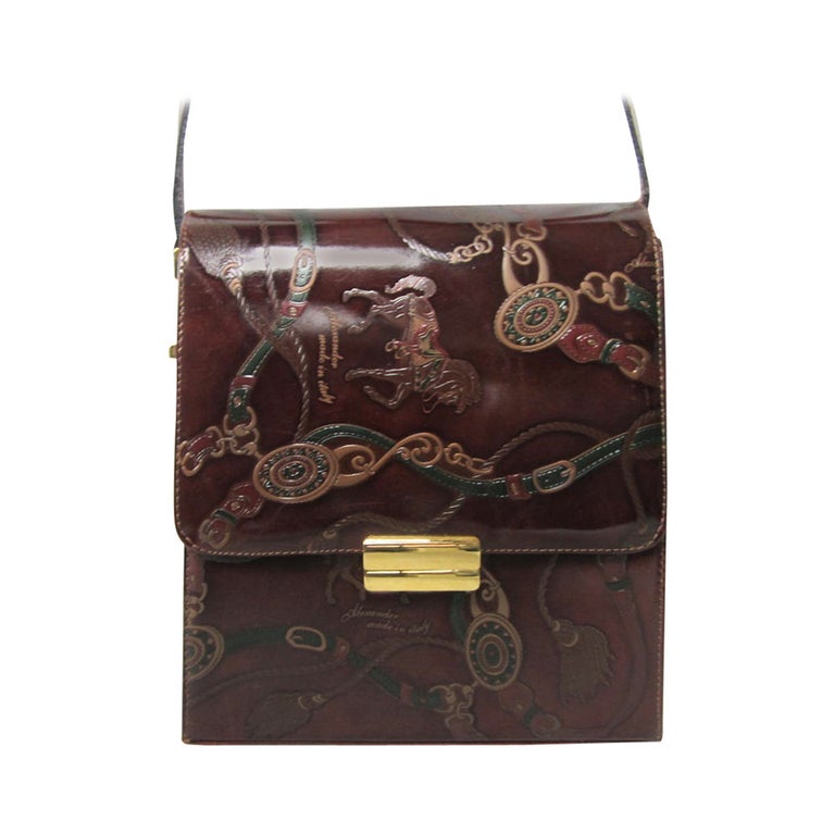 Brown Leather Horse Bit Handbag Purse Italian Made For Sale at 1stDibs | alexander  purses made in italy, brown leather purses, brown leather tote purse
