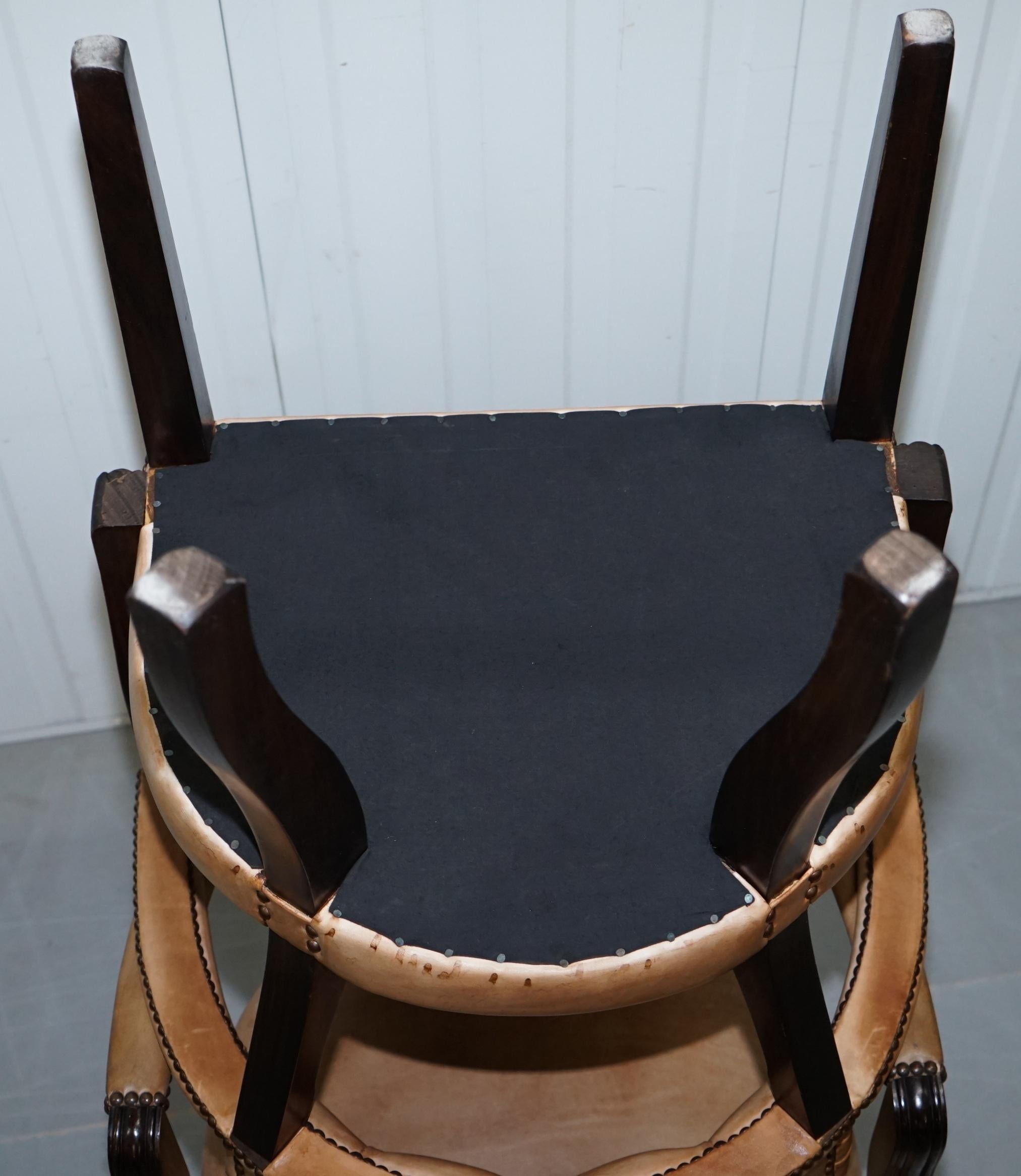 Brown Leather House of Chesterfield Court Office Dining Chairs For Sale 2