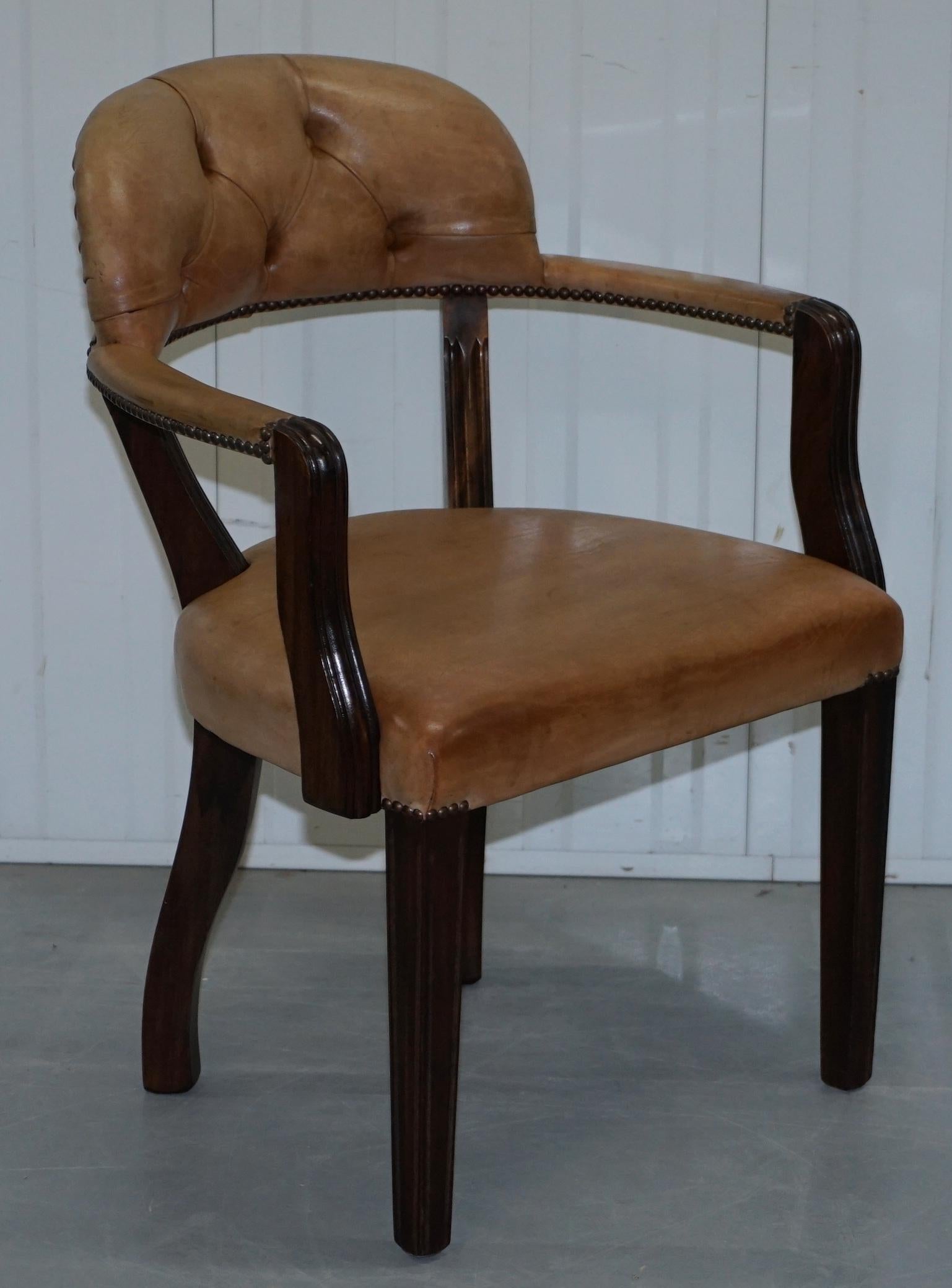 Brown Leather House of Chesterfield Court Office Dining Chairs For Sale 4