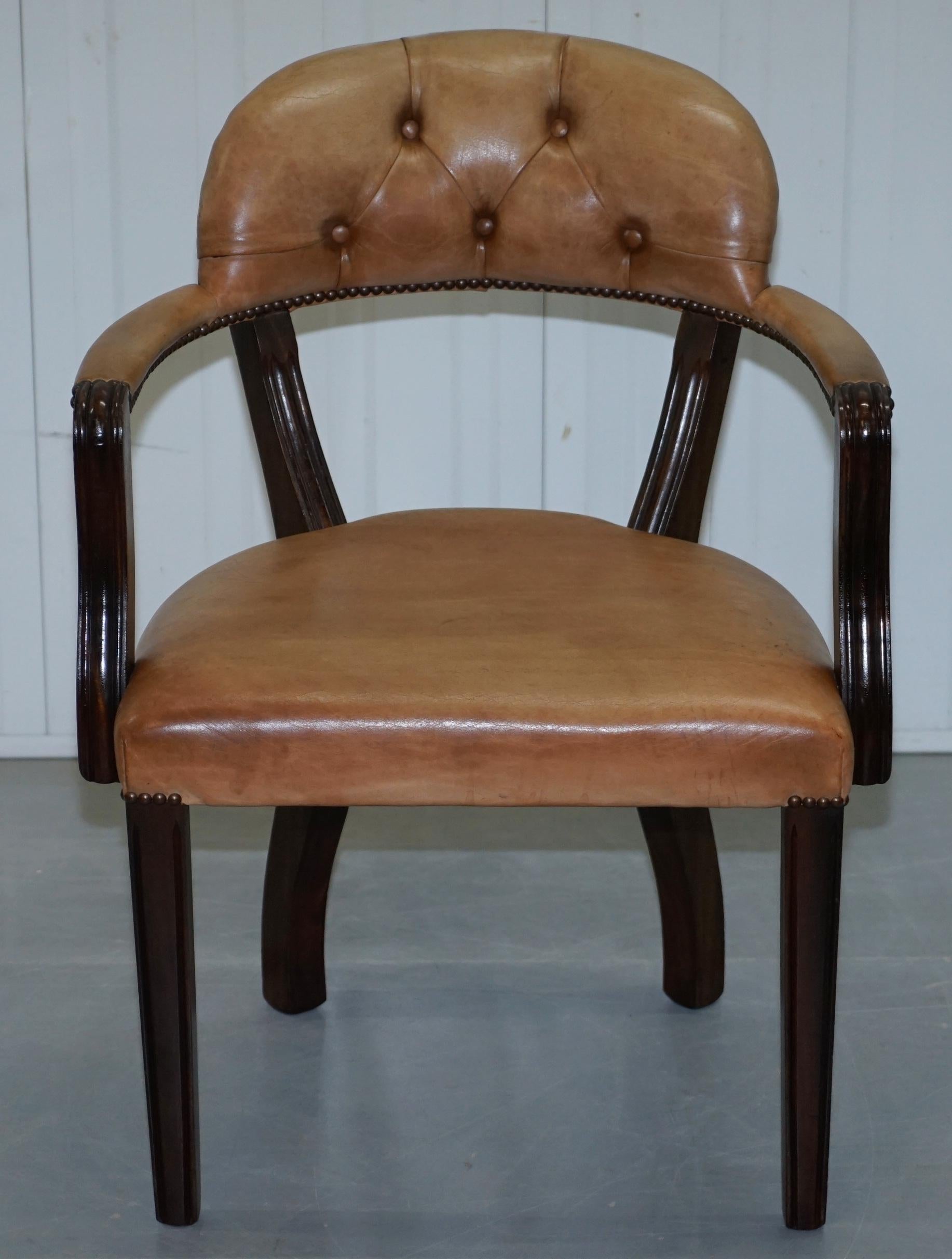 Brown Leather House of Chesterfield Court Office Dining Chairs For Sale 4
