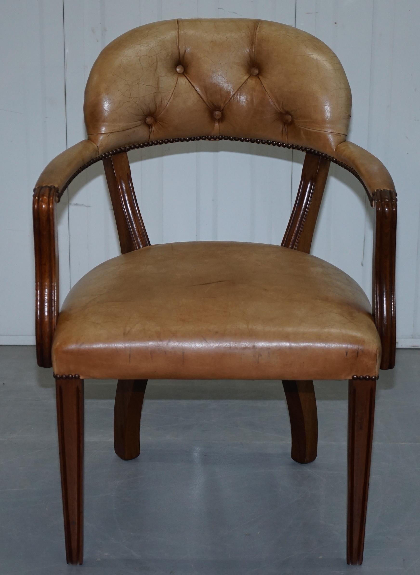 Brown Leather House of Chesterfield Court Office Dining Chairs For Sale 9