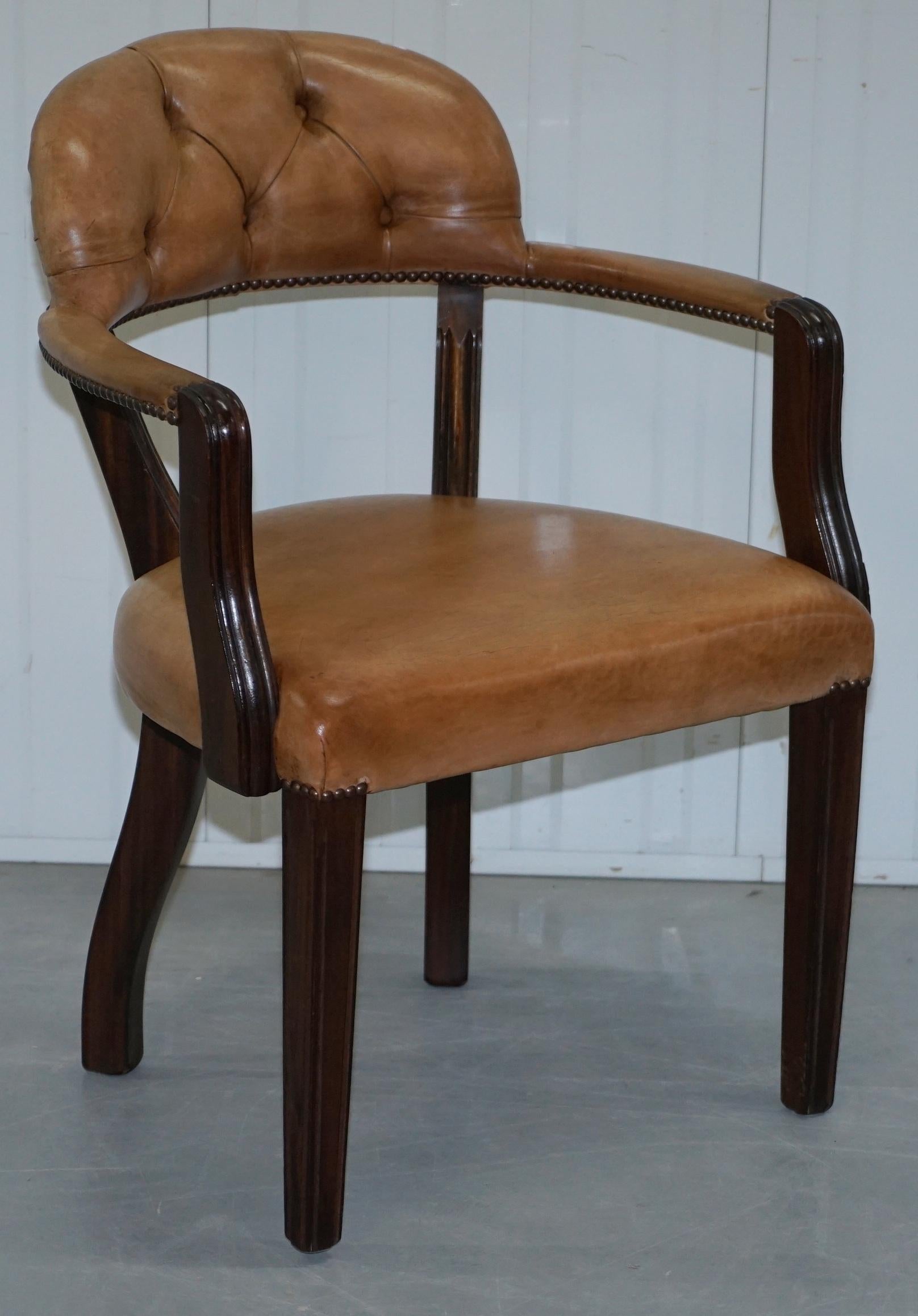Brown Leather House of Chesterfield Court Office Dining Chairs For Sale 10