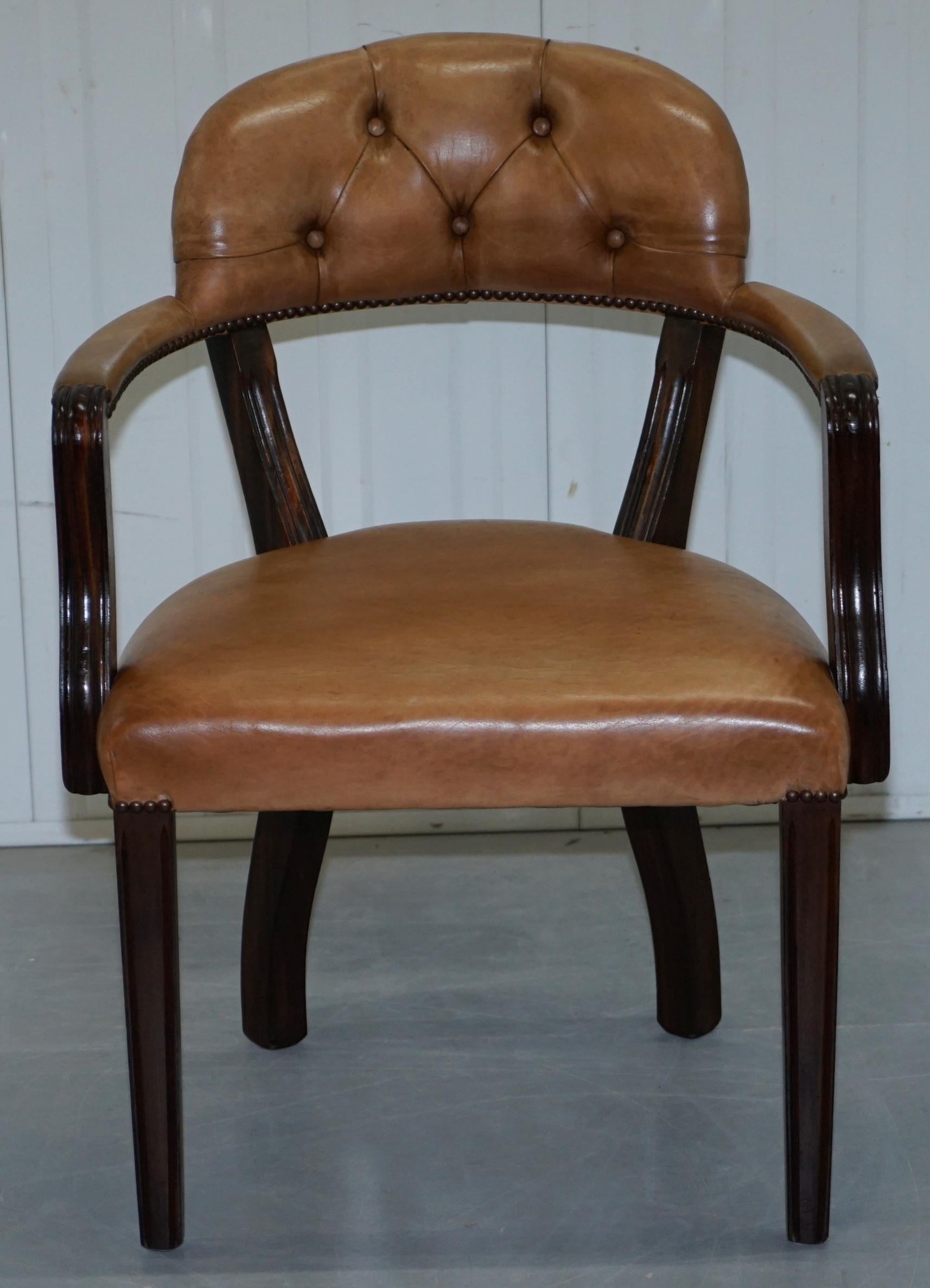 Brown Leather House of Chesterfield Court Office Dining Chairs For Sale 11