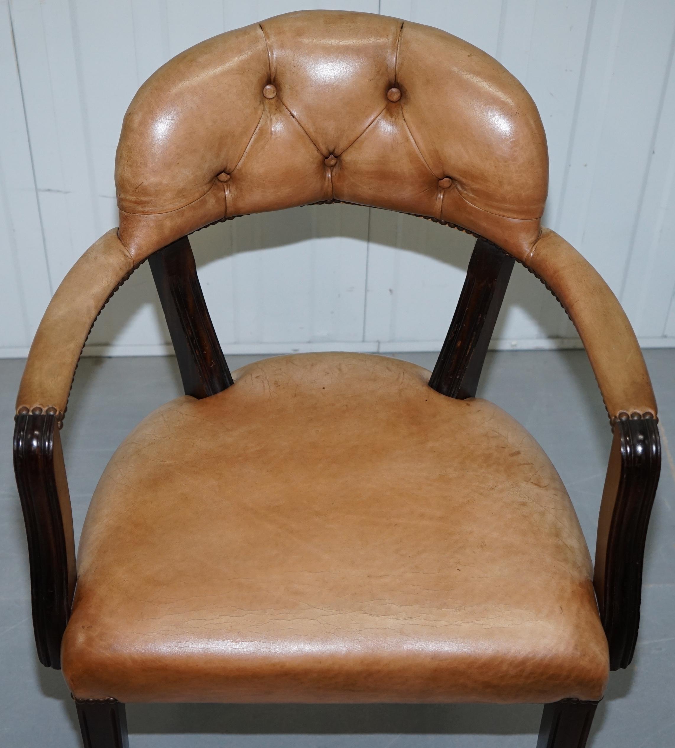 Brown Leather House of Chesterfield Court Office Dining Chairs For Sale 12