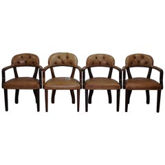 Vintage Brown Leather House of Chesterfield Court Office Dining Chairs