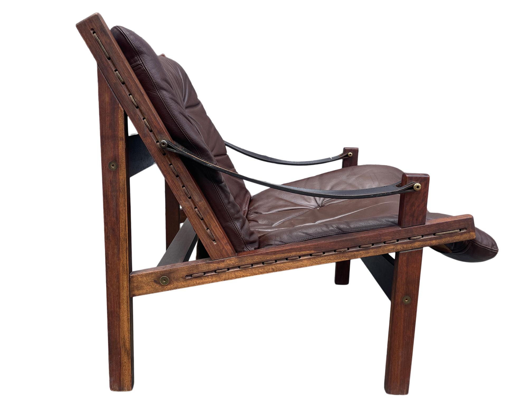 Brown Leather “Hunter” Safari Rosewood Lounge Chair by Torbjørn Afdal, Bruksbo 3