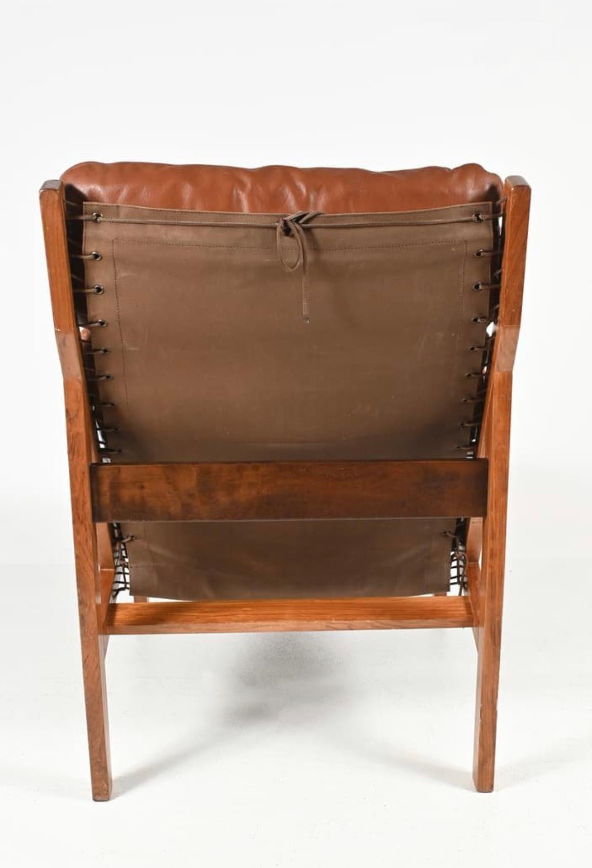 Woodwork Brown Leather “Hunter” Safari Rosewood Lounge Chair by Torbjørn Afdal, Bruksbo